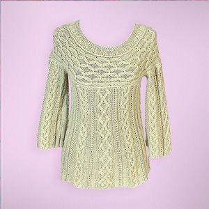 Meaghan Mae 🌱 | Cable Knit Spring Green Pullover Sweater